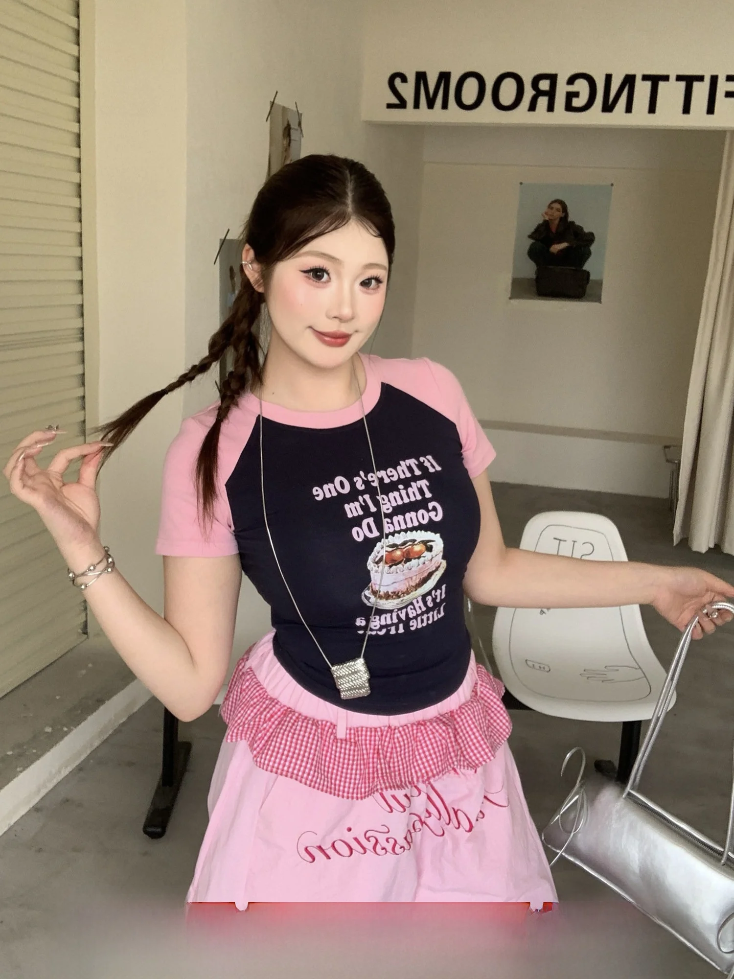 

Женская летняя футболка SOUL Sweet Wine Stberry больших размеров в американском ретро-стиле с цветным буквенным принтом, приталенная, повседневная