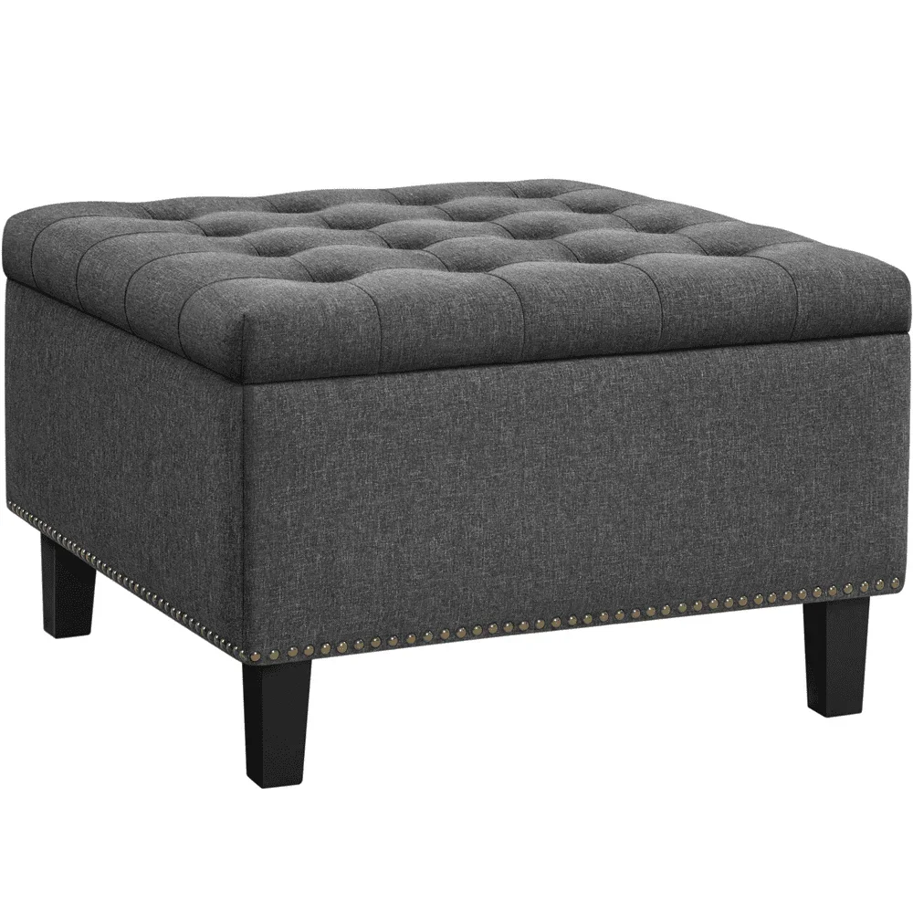 

Modern linen-like Storage Ottoman Bench with Button-Tufted for Entryway,Bedroom Bench Foot Rest with Cushion as Footboard Bench