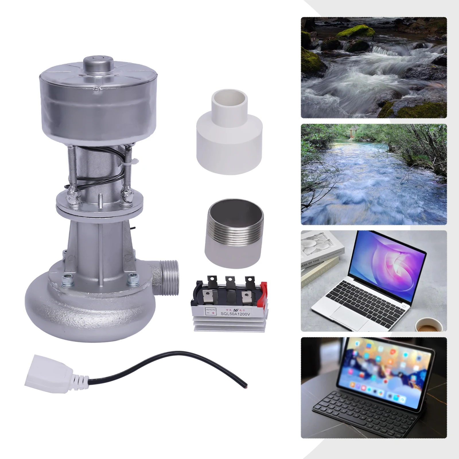 

Micro Hydroelectric Generator，500W High Power 0.5Gal/S Portable Aluminum Alloy Generator with Monitoring,110V