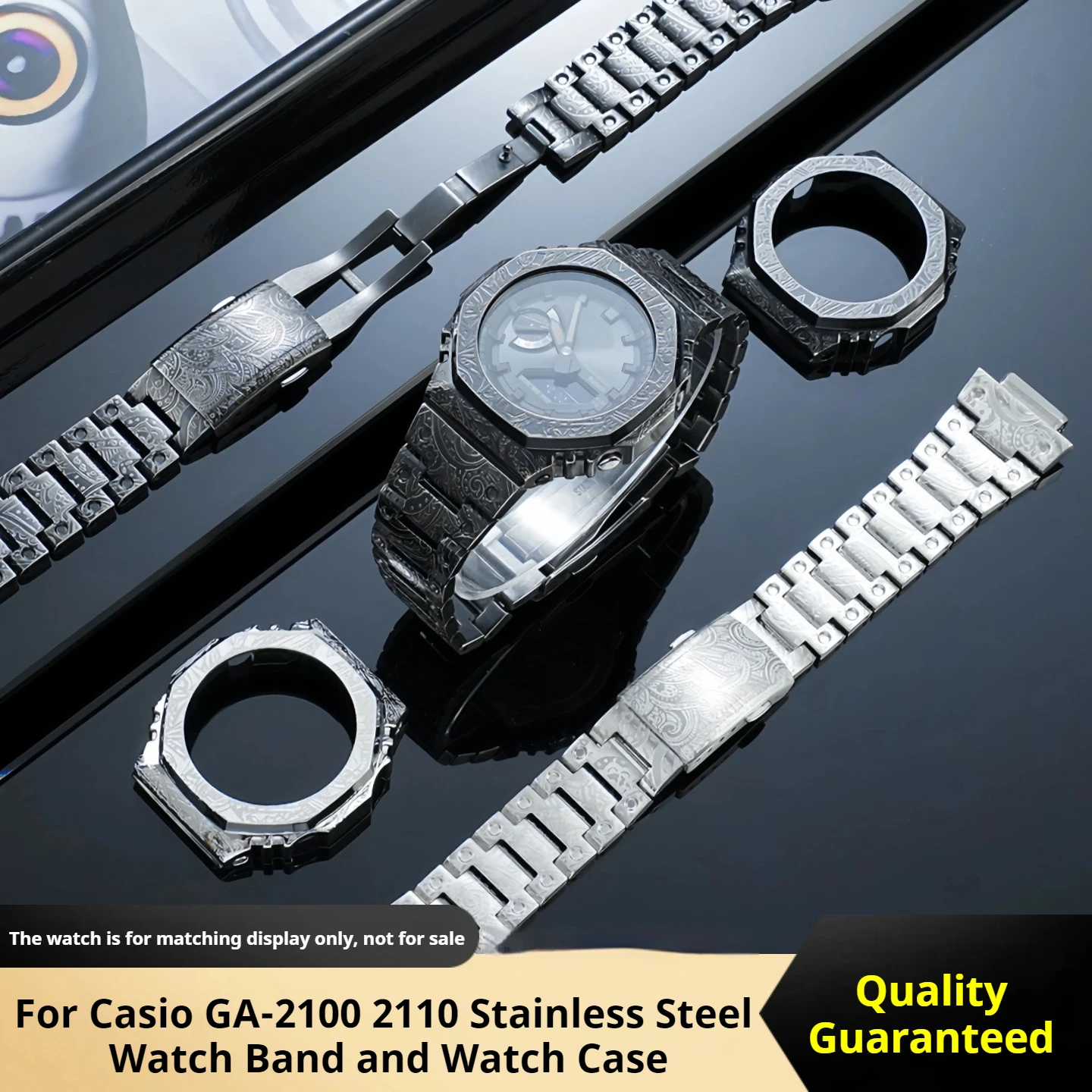 

GA2100 Vintage Carved Watch Case For Casio GA-2100 GA-2110 Paisley Pattern Stainless Steel Watch Strap GA-B2100 Watch Mod Kit
