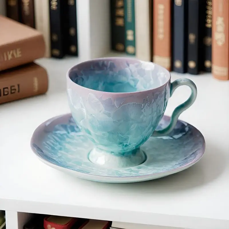 

Кристаллическая глазурь-трансформер в печи, фиолетово-зеленый проплощенный ледяной цветок, керамическая кофейная чашка-трансформер в печи, Марк, Master Cup, кунг