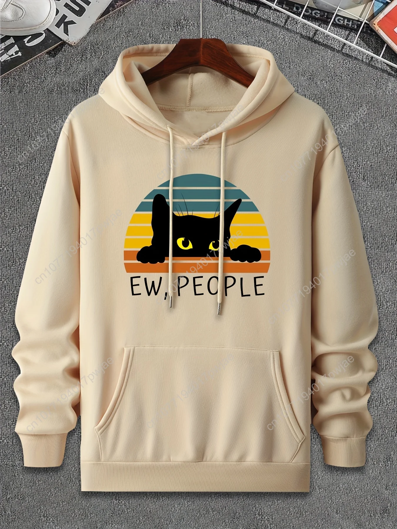 Active Hoodies Leisure Hoodies With Black Cat And Color Stripe