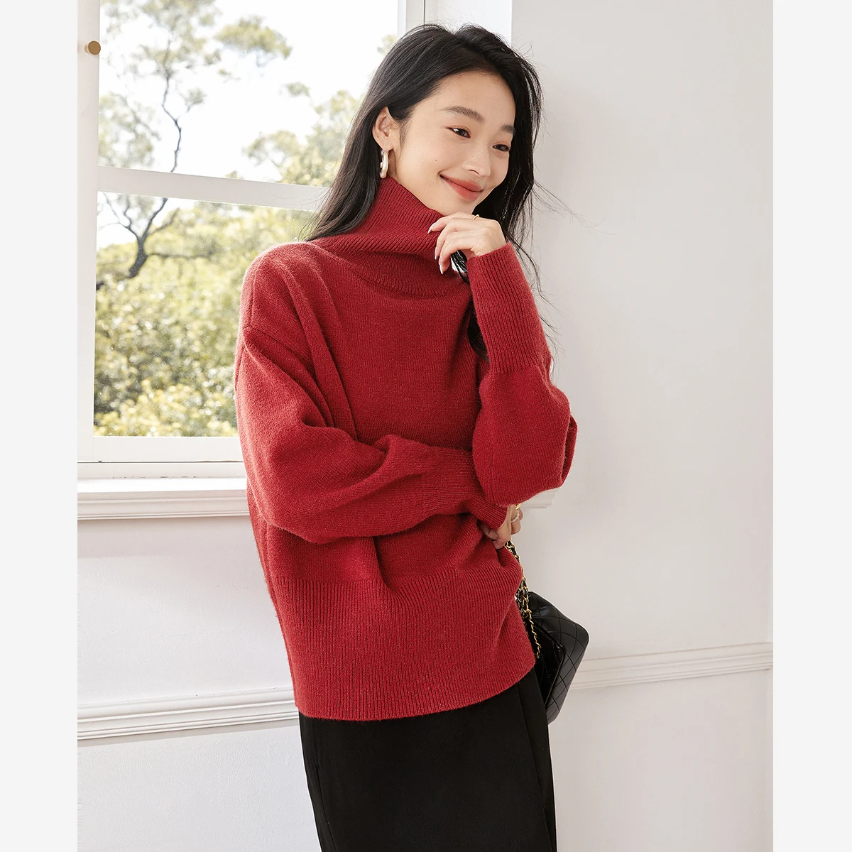 VIMLY, suéteres de punto para mujer, cuello alto informal, ropa de oficina holgada y elástica, jerséis gruesos para mujer, ropa de invierno 2025 para mujer 73612