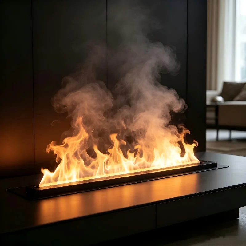 Remote Control Water Vapor Fireplace,Adjust Flame Color and Brightness from Couch,3D Mist Fire luxury gold mist firepit firebox