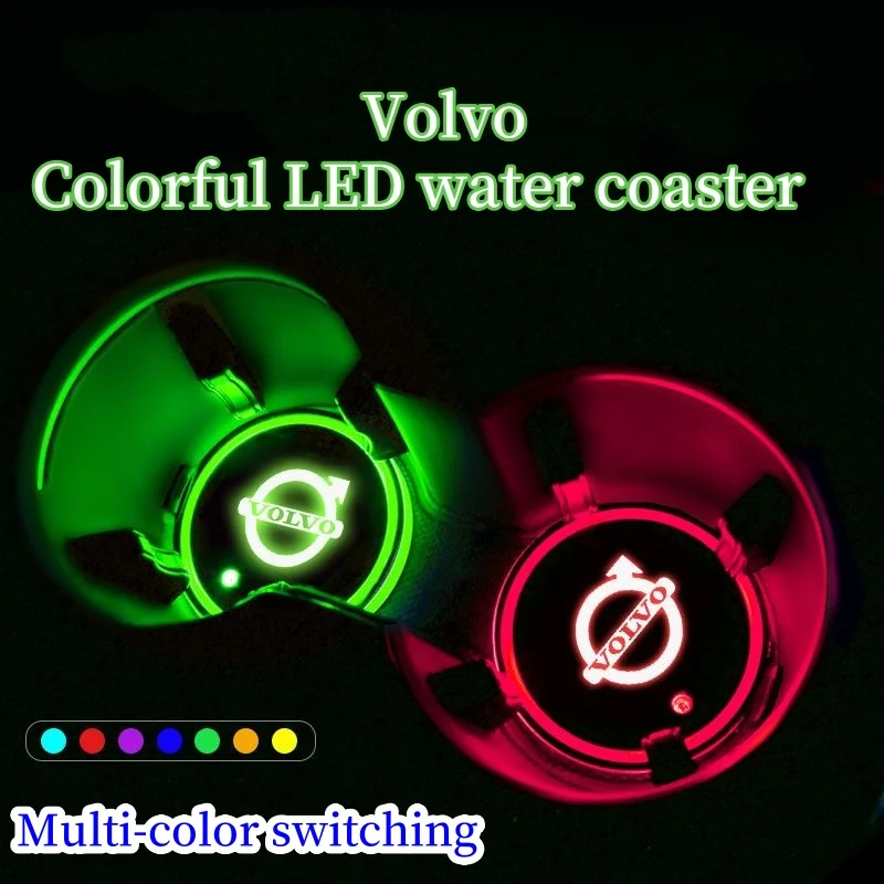 2pcs automobile interior center console LED water coaster multicolor atmosphere lamp is suitable for Volvo Car GM.