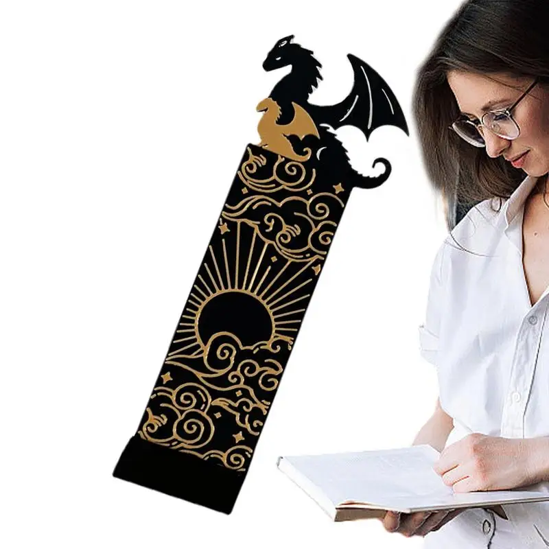 Black And Gold Dragon Bookmarks Cool Black With Sun And Clouds Book Decorations Book Accessories Stationery Supplies For Boys