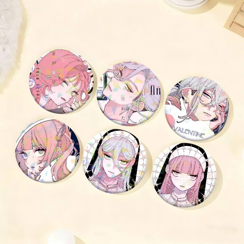 Comics Fall in Love You False Angels Badge Set Glass Shine Brooches Lapel Backpack Costume Gifts Decoration Birthday
