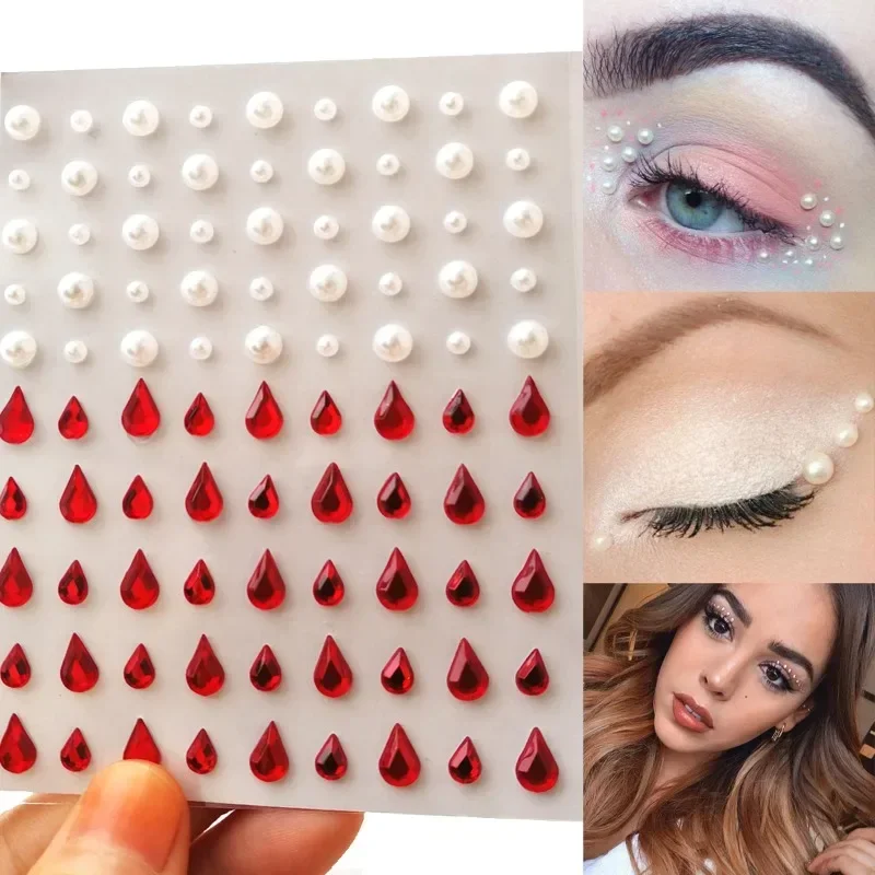 1 Blatt selbst klebende Strass Edelstein Aufkleber wasserdichte Gesicht Körper Strass Schmuck Aufkleber DIY Glitzer Dekoration Handwerk