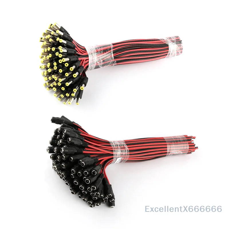 5 шт. штекер + 5 шт. гнездовой кабель косичка адаптер питания видеонаблюдения разъем постоянного тока 12 В 2,1x5,5 мм