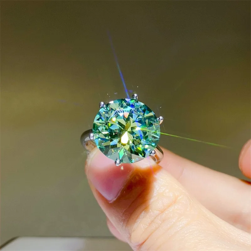 5/10 Carat Real Green Moissanite Rings for Women Top Quality s925 Silver Moissanita Lab Diamond Wedding Ring Fine Jewellery GRA