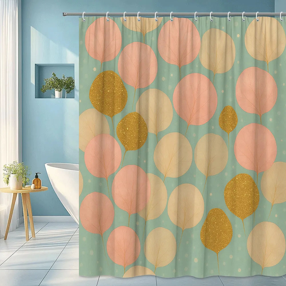 Abstract Botanical Leaf Print Shower Curtain Liner Waterproof Bathroom Decor Spa Style Modern Nursery Shower Curtain Master Bath