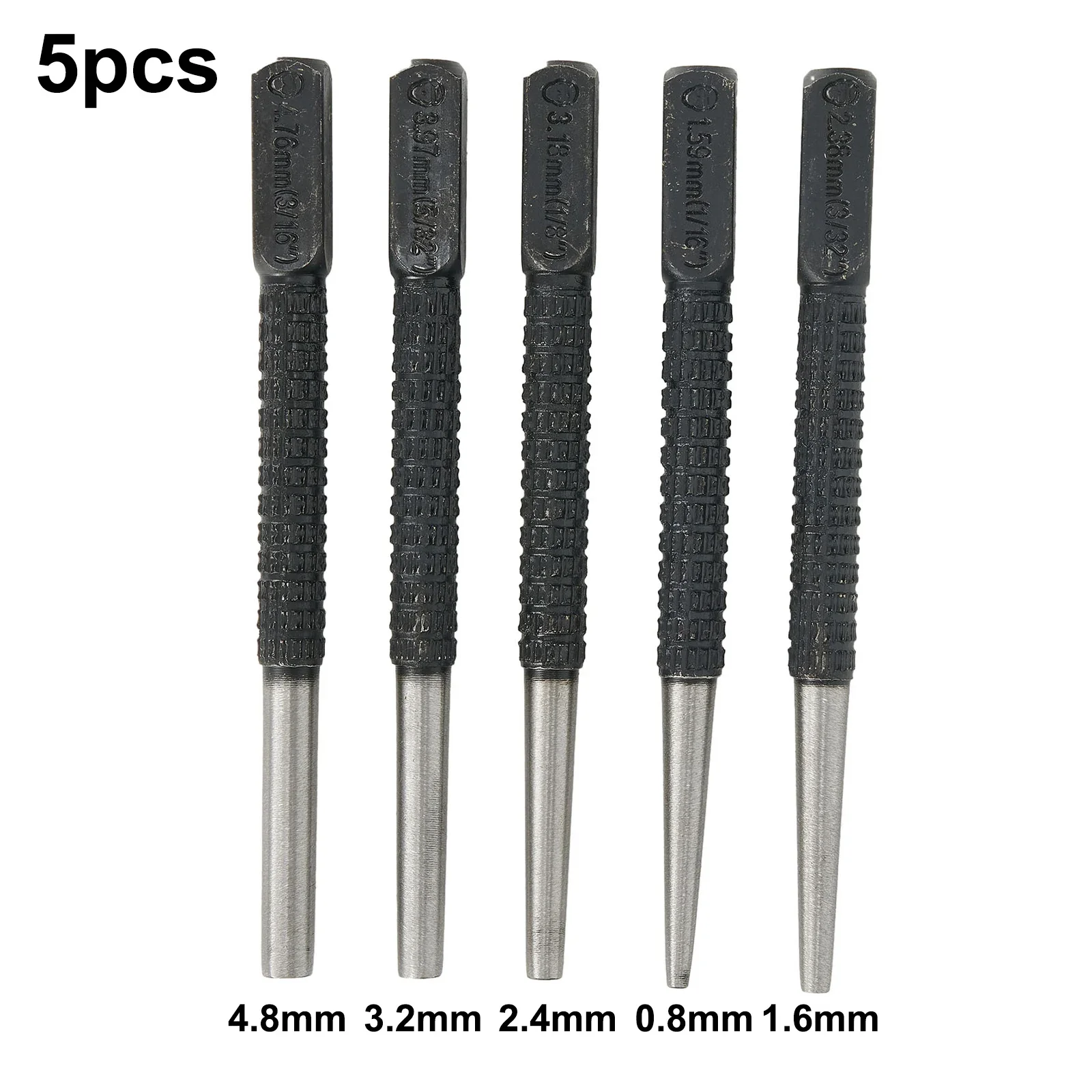 5pcs Nail-Punch Sets Knurled Body Square Punch Center Punch Positioning Punch For Labeling Plastics Wood Metals