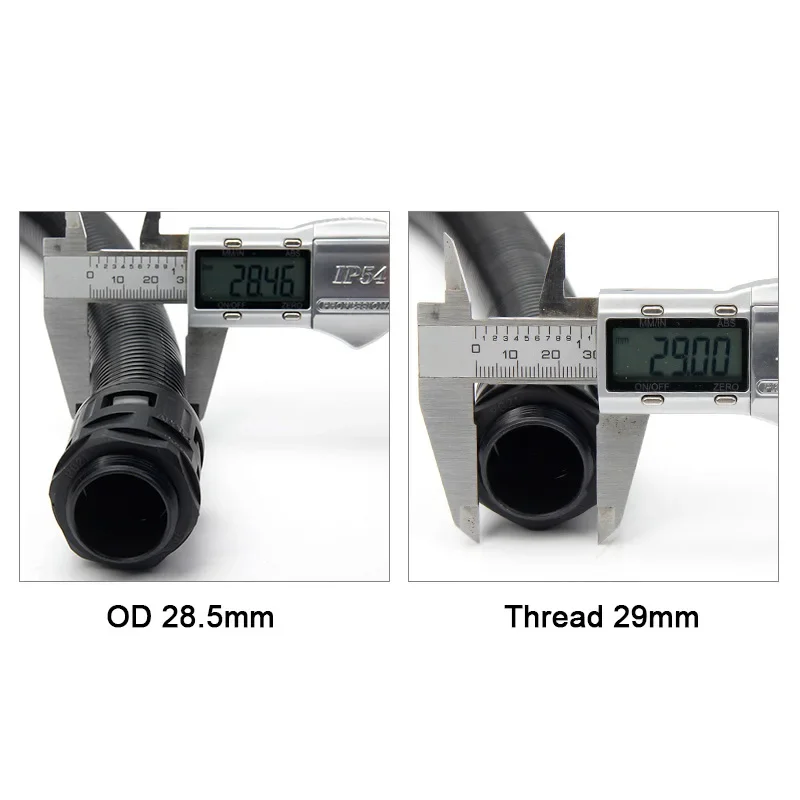 Tubo PE AD10 AD13AD15.8 AD18.5 AD21.2 AD25 a 54.5mm giunto a soffietto in plastica giunto per tubo corrugato in plastica pressacavo giunto in nylon