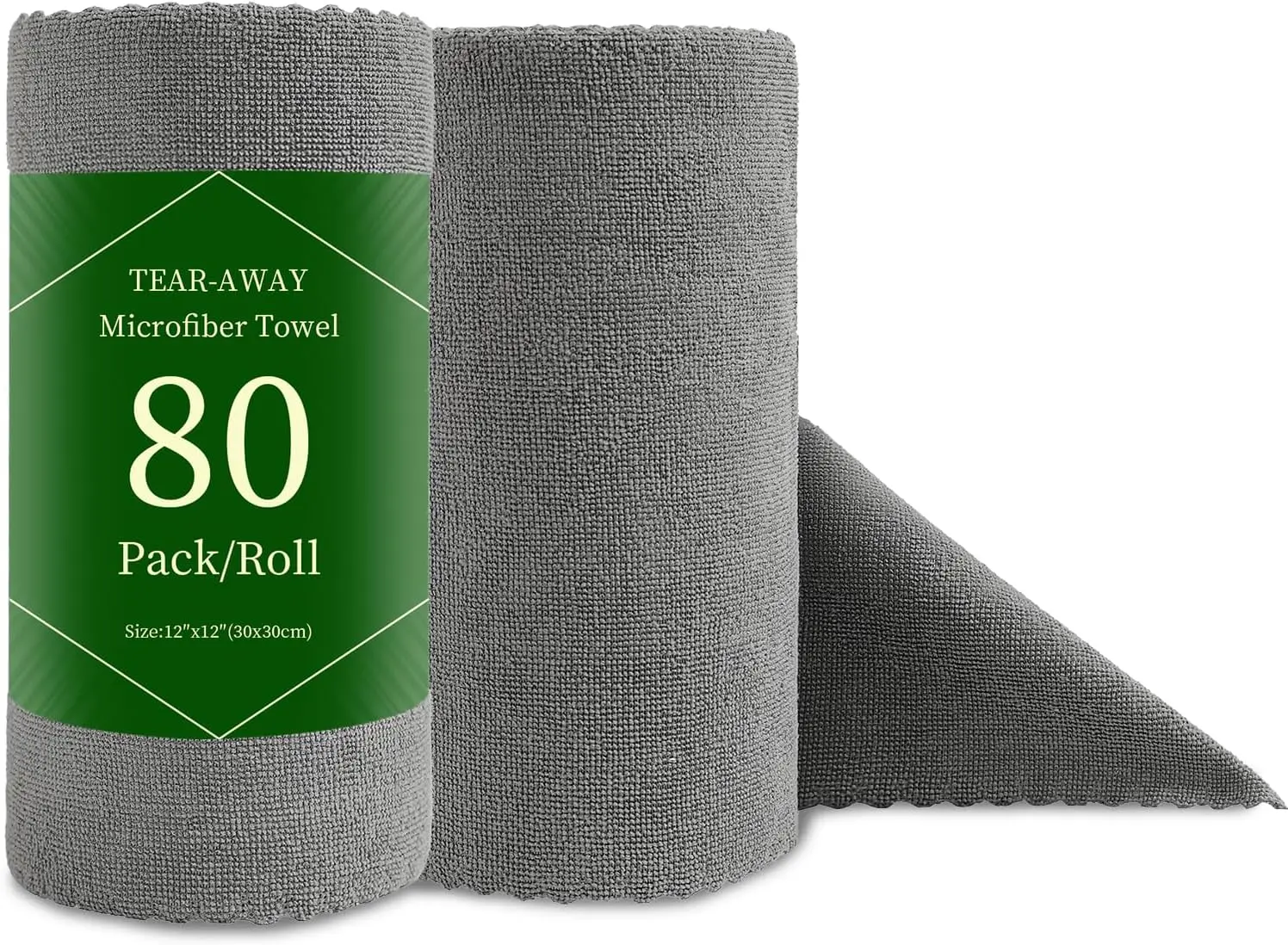 

80 Pack Microfiber Cloth Roll, Reusable Paper Towels 12x12, Lint Free Rags for Car, Kitchen, Window