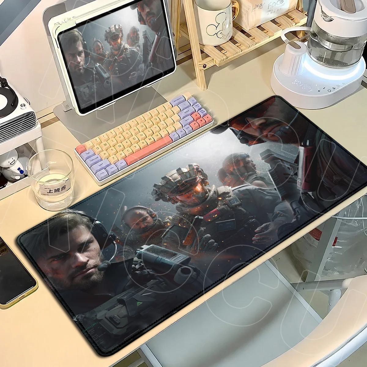 Delta Force E-Sport Gamer Notebook Gummi-Tastaturteppich Großes HD-Druck Tisch-Mauspad Home Office Maßgefertigtes Mauspad 900x400mm – Detail 14