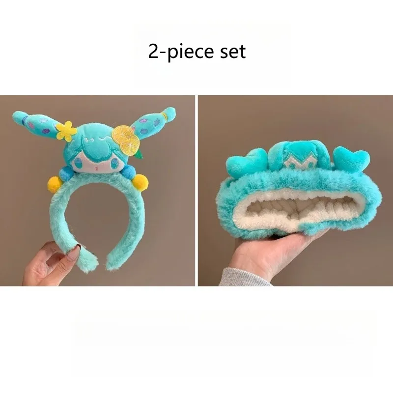 

Hatsune Miku Kawaii плюшевая повязка на голову и повязка для волос, комплект из 2 предметов для ухода за кожей, реквизит для косплея в стиле аниме, подарок для девочек, повседневная одежда