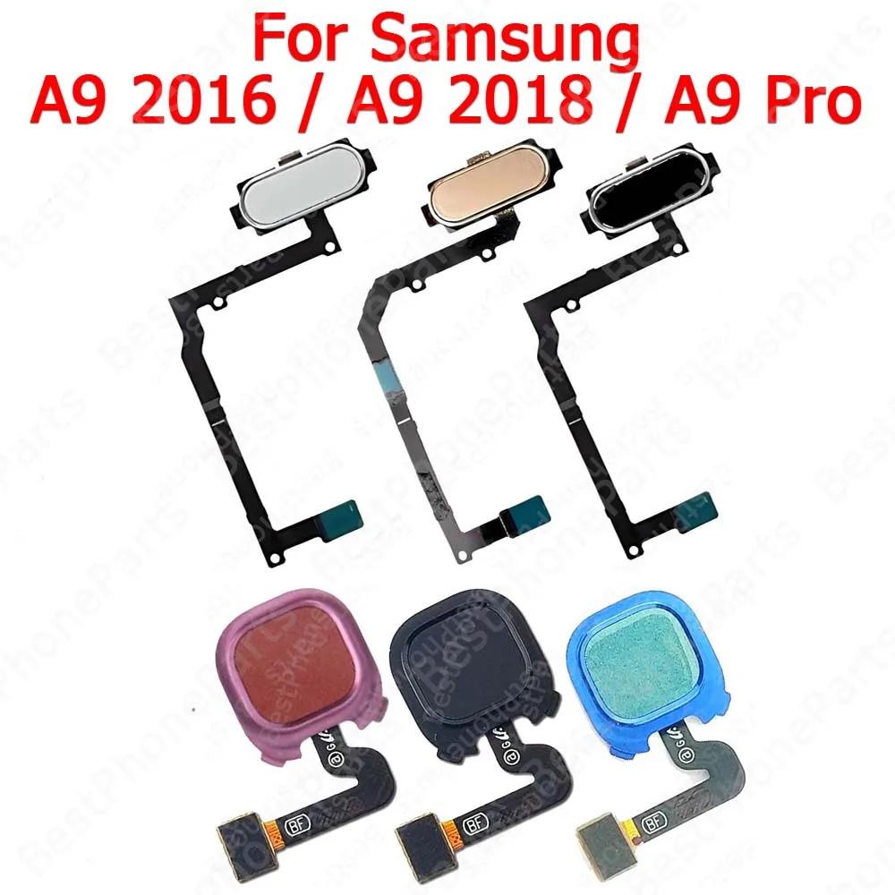 For Samsung Galaxy A9 Pro 2016 A9 2018 Finger Print Scanner Fingerprint Sensor Touch Menu Flex Cable Home Button Spare Parts