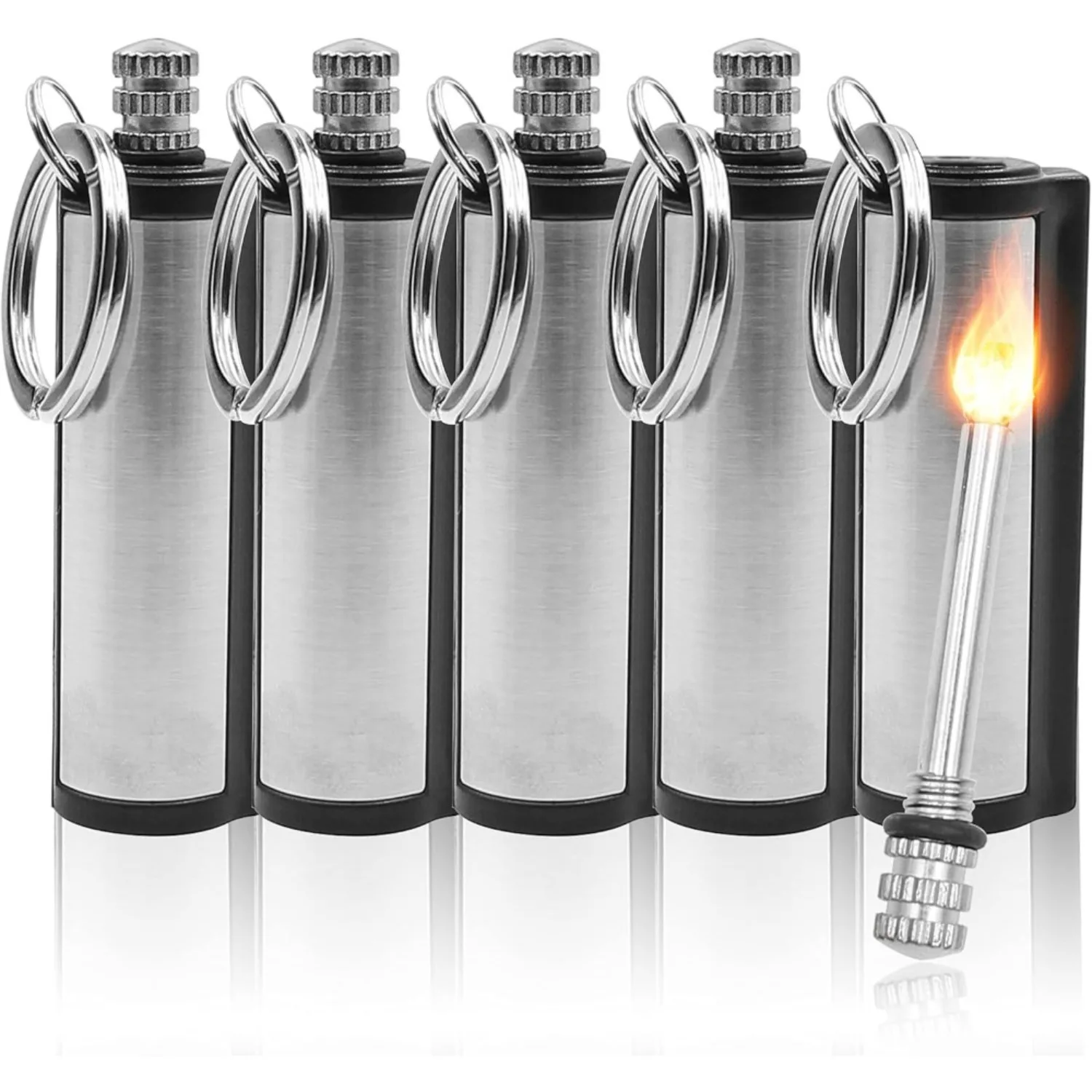 Paquete de 1-5 set de pedernal de magnesio, llavero de pedernal de emergencia impermeable para supervivencia al aire libre, regalo de cumpleaños, accesorios para humo