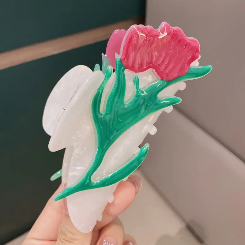 กิ๊บติดผมอะคริลิคทรงดอกทิวลิปขนาดใหญ่ 10.5 ซม. ดีไซน์หวานหรูหรา กิ๊บหนีบผมทรงปูสำหรับฤดูร้อน เหมาะสำหรับผู้หญิงและเด็กผู้หญิง อุปกรณ์เสริมผม