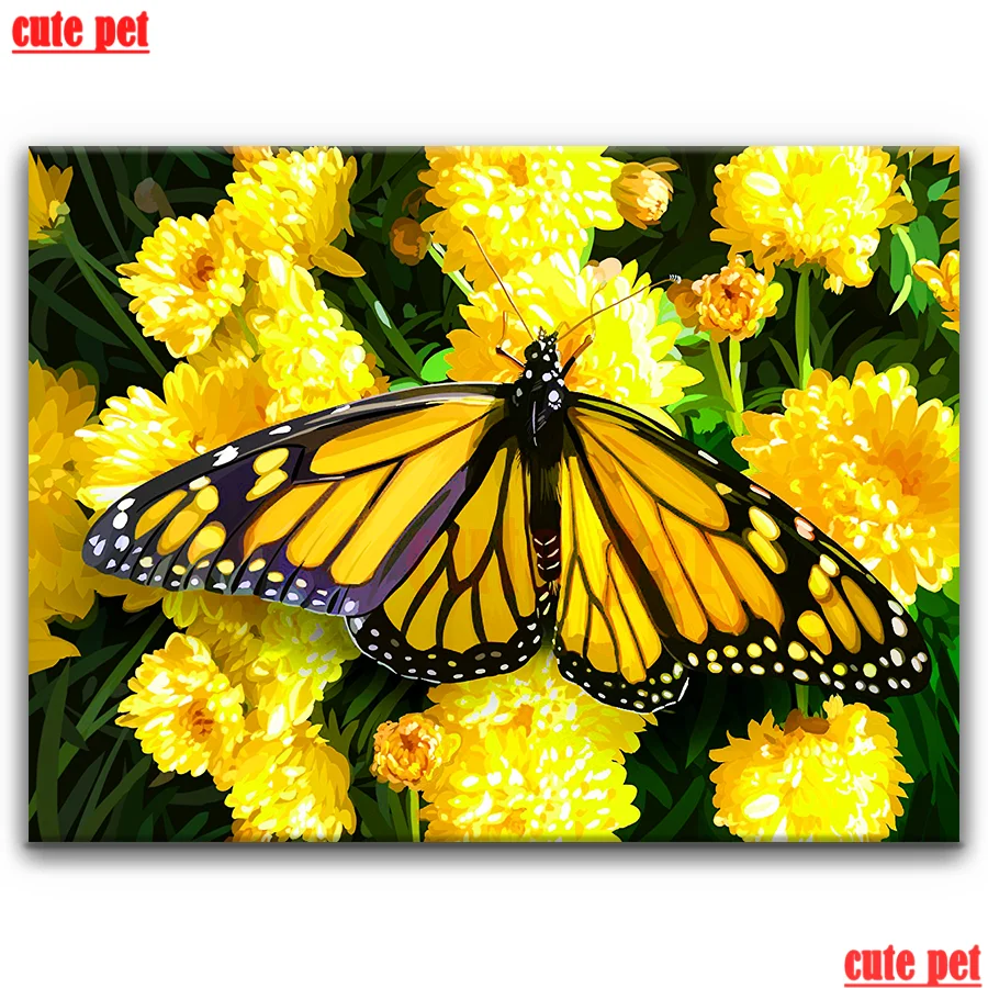 cute pet Diy diamond painting Monarch Butterflies Closeup full Square round drill cross stitch 5d Embroidery mosaic Art decor