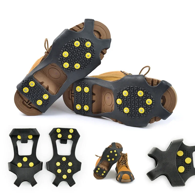 10 Studs Anti-Skid Ice Snow Gripper Spike Winter Climbing Shoes Anti-Slip Ice Grips for Shoes Boots Snow Cleats Crampones