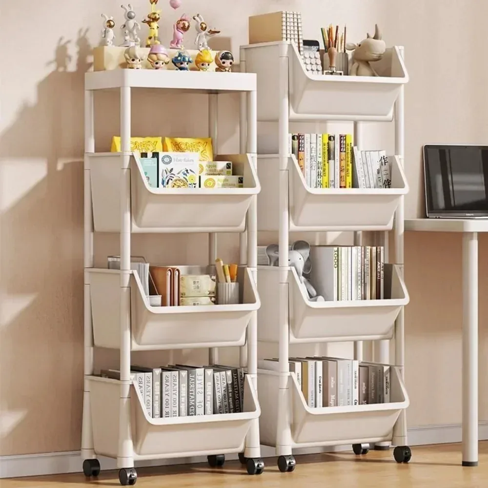 Trolley Bookshelf Kitchen Storage Rack Kitchen Corner Narrow Slit Storage Cabinet Bathroom Living Room Home Organizer