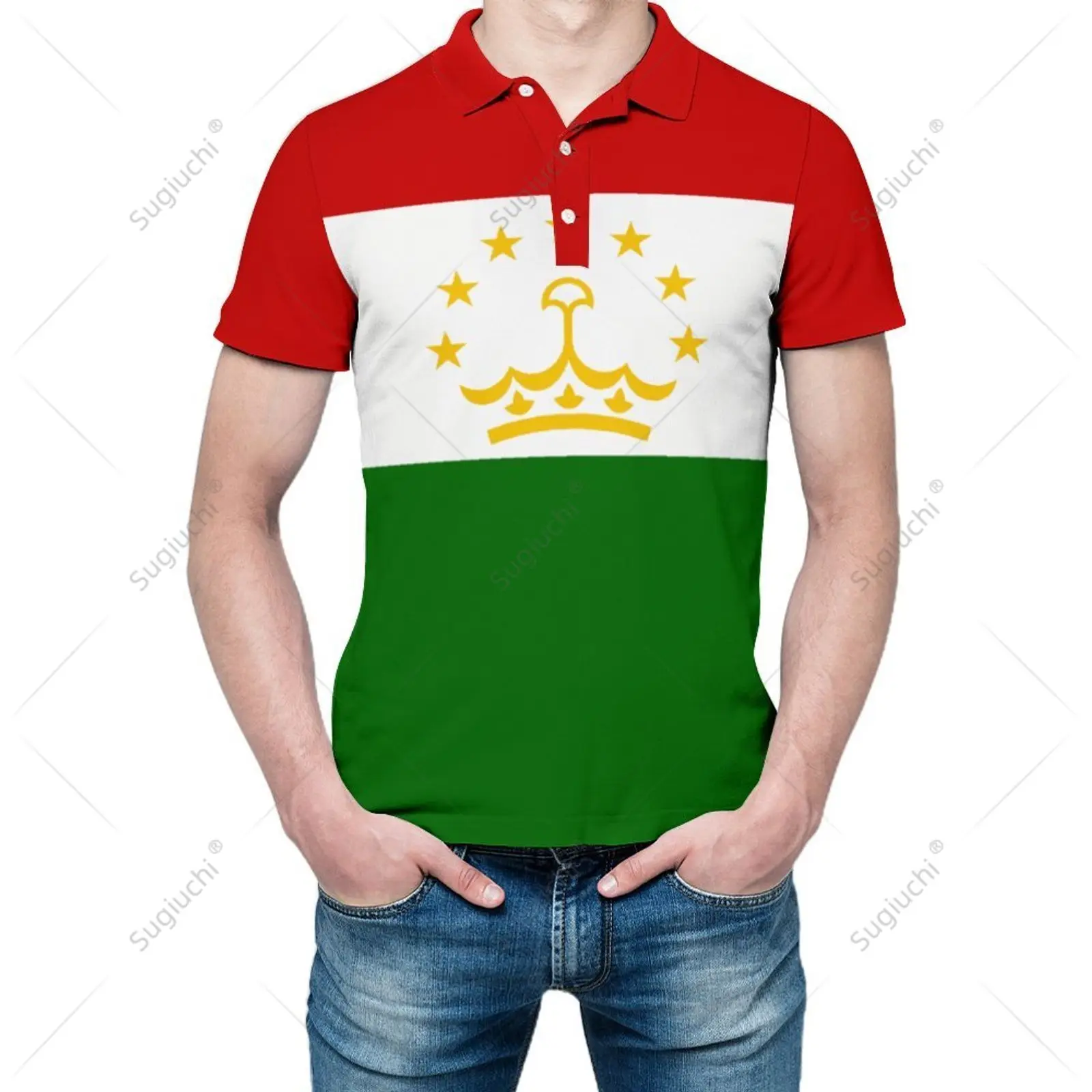 Unisex Polo Shirt Tajikistan Flag 3D Print Man Polo Fashion Clothing Tracksuits Short Sleeves