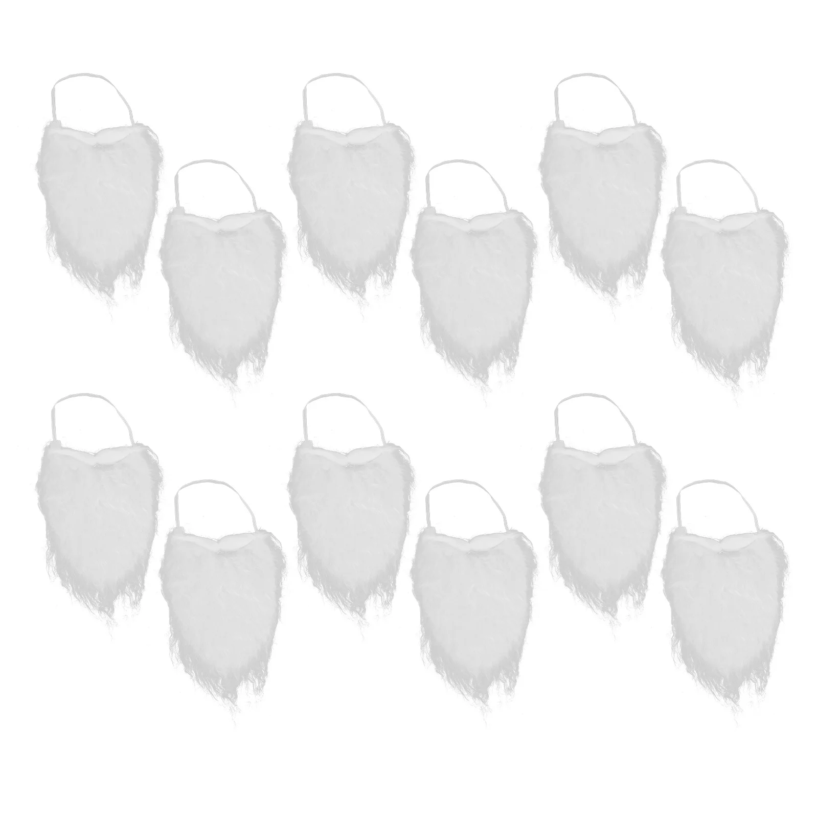 12pcs White Fake Beards Christmas Santa Mustache Old Man Costume Halloween Cosplay Party Props Gnome Wizard Beard Mens Facial #5