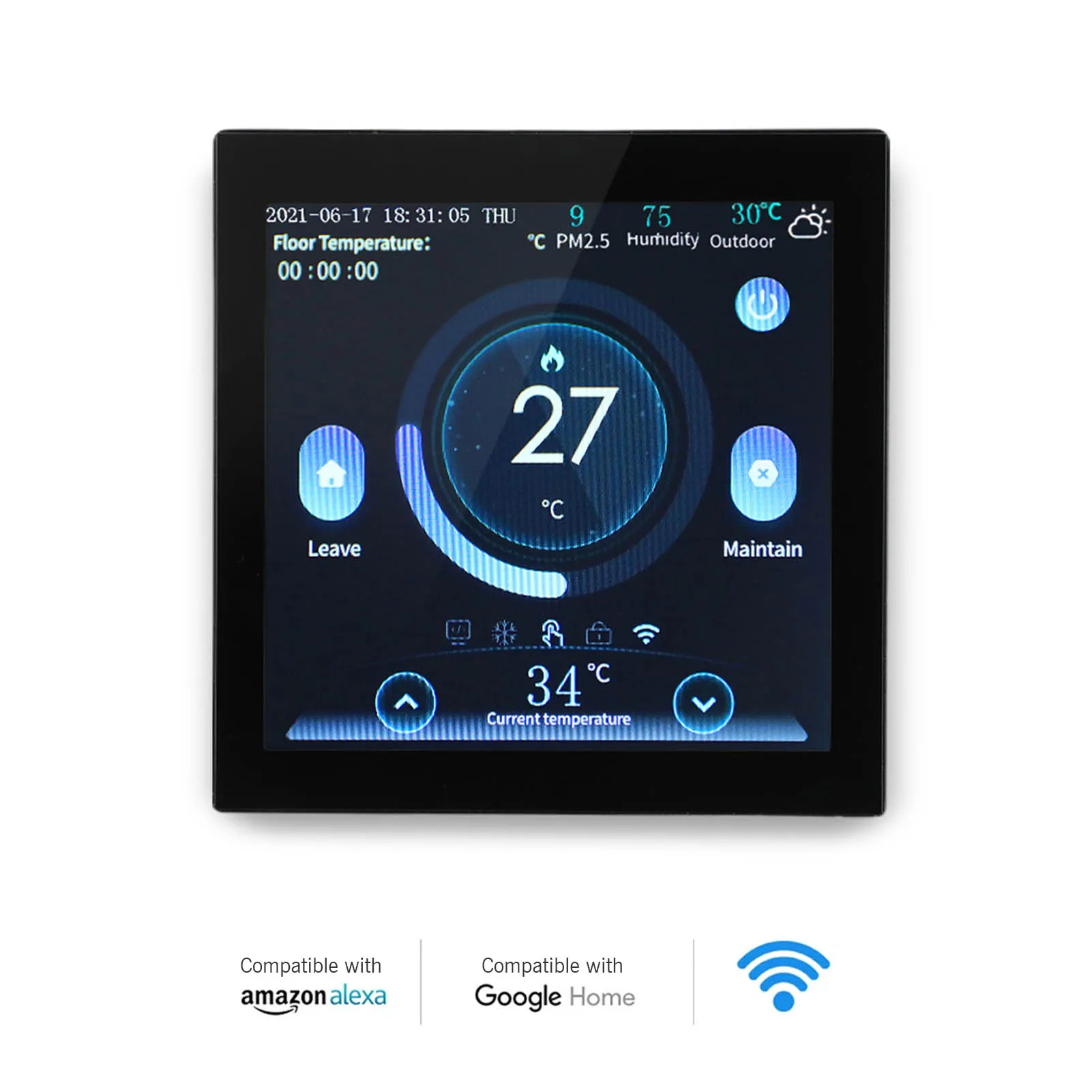 Home Heater Thermostat Warm Floor Thermostat 220V 110V Wifi Smart Programmable Temperature Controller Touchscreen Water Heating