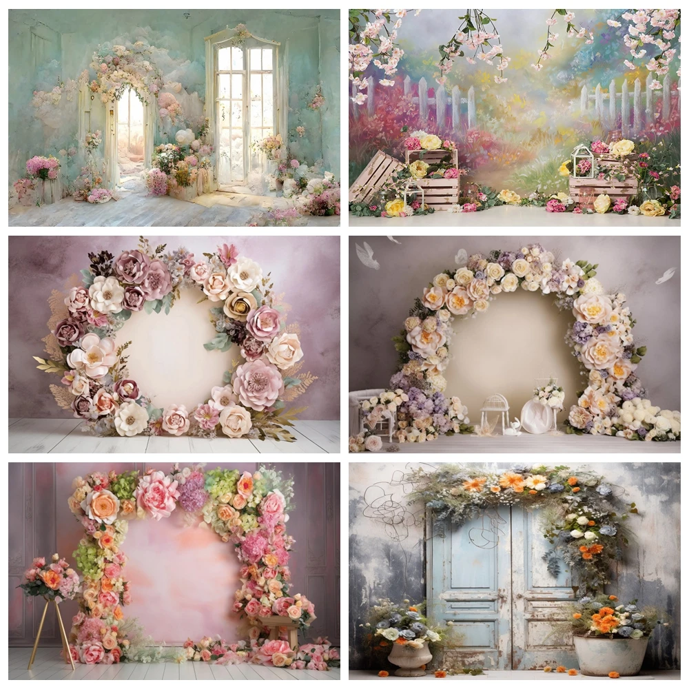 

Abstract Flower Baby Shower Photography Backdrop Spring Scenery Birthday Wedding Party Decor Newborn Portrait Photo Background