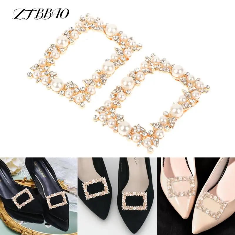 1PCS Metal Shoe Buckle Pearl Rhinestone Shoe Clip Party Wedding High Heel Decor