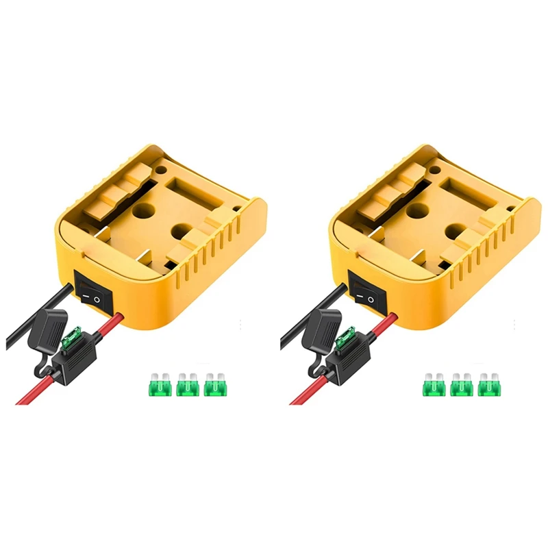 2Set Battery Adapter With Fuse And Switch For Dewalt 20V /18V DCB200 DCB203 DCB205 Li-Ion Batteries Power Connecter A