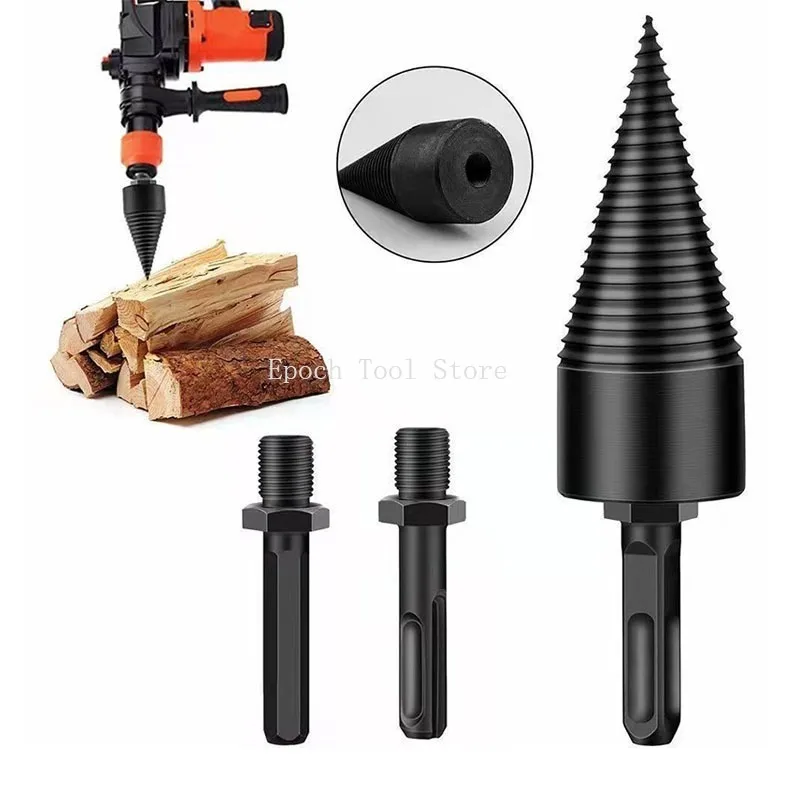 32/42mm Wood Drill Bit Twist Firewood Splitting Drill Bit Wood Splitter Screw Cones Bit Square Round Hexagonal for Hammer Drill