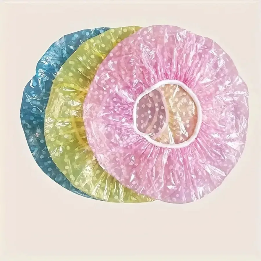 

Красочная одноразовая шапочка для душа с принтом, высокая эластичность, водонепроницаемая шапочка для ванны для домашней ванной комнаты, уход за волосами против масла