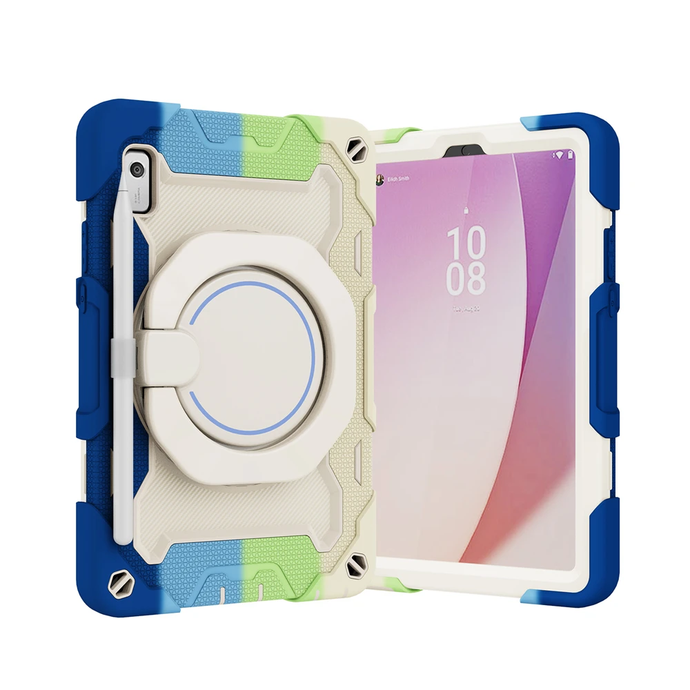 

360 Rotation For Lenovo Tab M9 2023 9.0 inch TB-310FU TB-310XU Case Kids Safe PC Silicon Shockproof Pull Ring Stand Tablet Cover