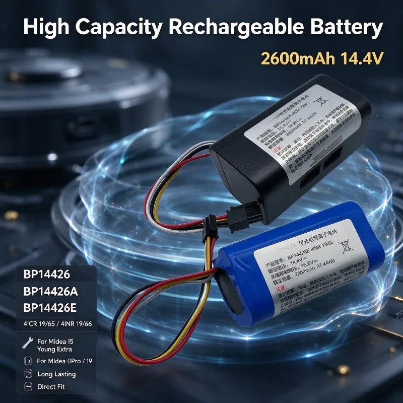2600mAh 14.4V Battery for Midea I5 Young Extra/0Pro/i9 Sweeper Battery BP14426 Bateria BP14426A 4ICR 19/65 BP14426E 4INR 19/66