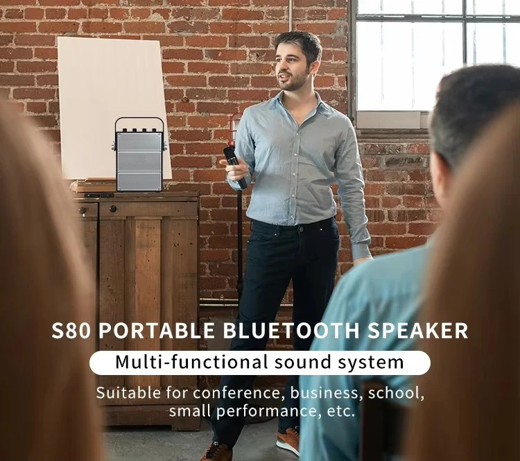 Stereo Wireless Speakers for Parties and Meetings 40w Outdoor Speakers Audio Speakers with Wireless Microphones