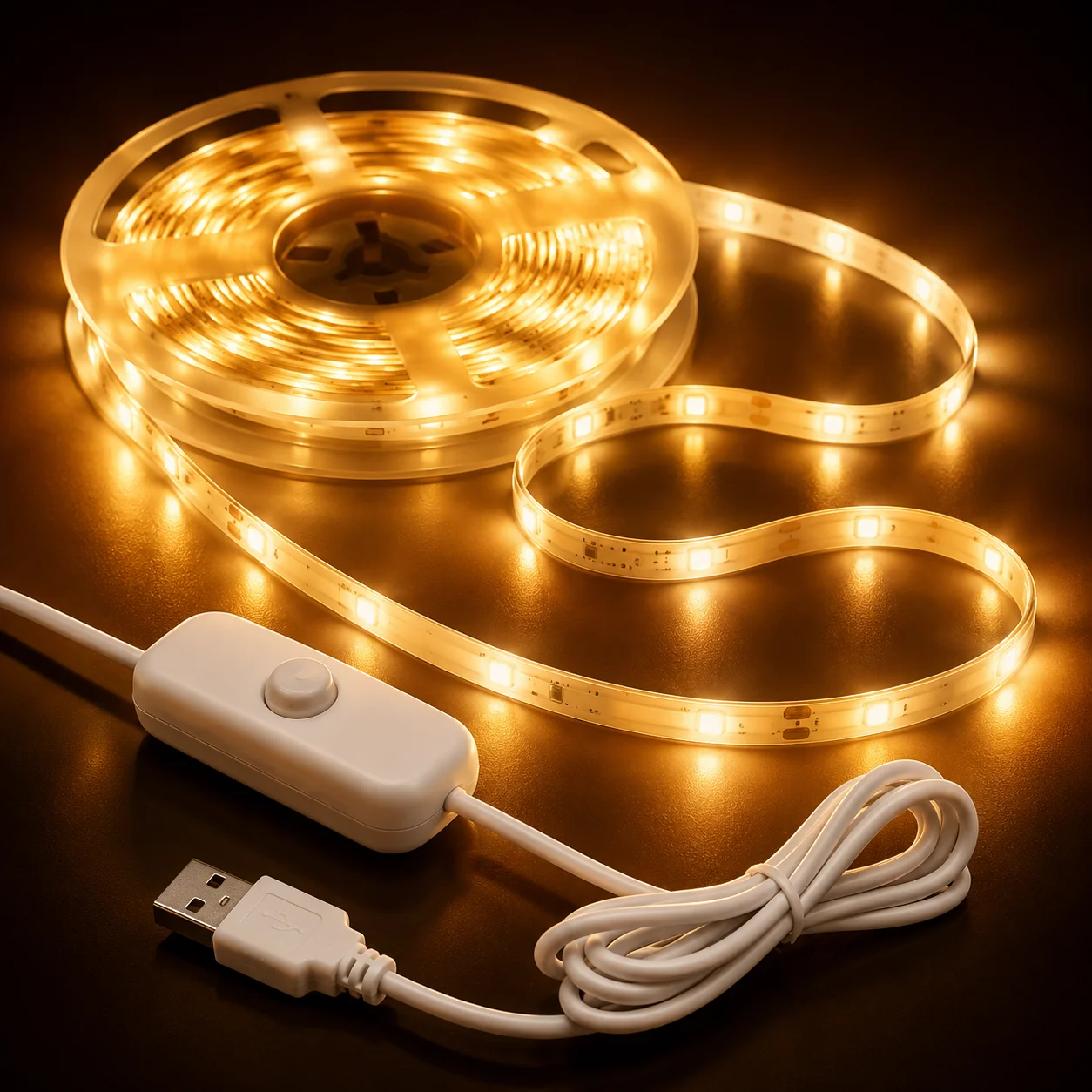 LTG-GEE 5V 2835 LED-Streifenleuchte 30 LEDs/m Flexibles LED-Band mit Schalter Weiß Warm Blau Wasserdichte LED-Leuchten für Raumdekoration