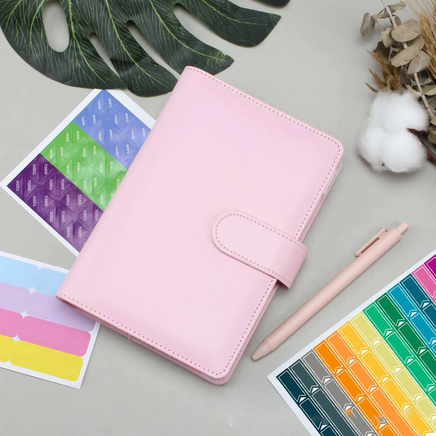 A6 из искусственной кожи Обложка для бумаг, карманы для бумаг с расходовым карманом для наполнения наличными и планирования, розовый