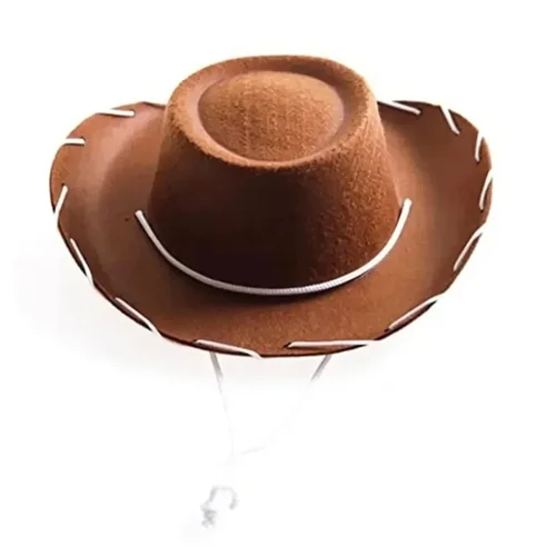 Imagen 2 del producto Sombrero de vaquero Woody de fieltro marrón y rojo, vaquero occidental ajustable de ala grande, deportes al aire libre, escalada, elementos de recuerdo de fiesta en el desierto