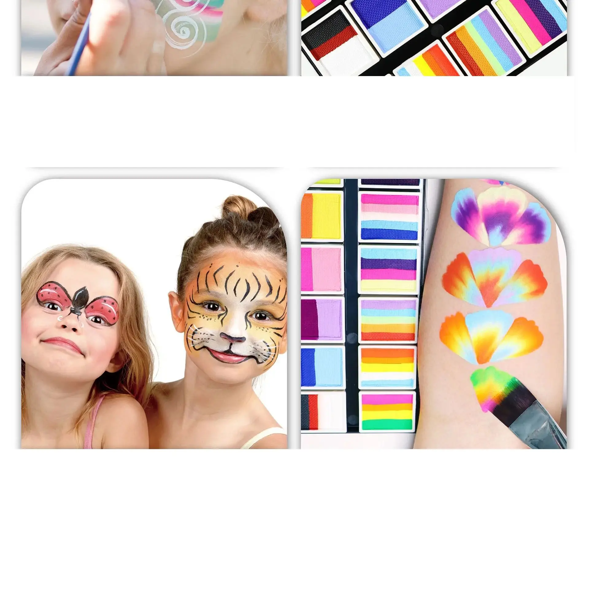 لوحة ألوان للوجه مكونة من 12 شبكة مع فرش ولوحات مائية للهالوين، لوحة جسم عيد الميلاد للبالغين والأطفال