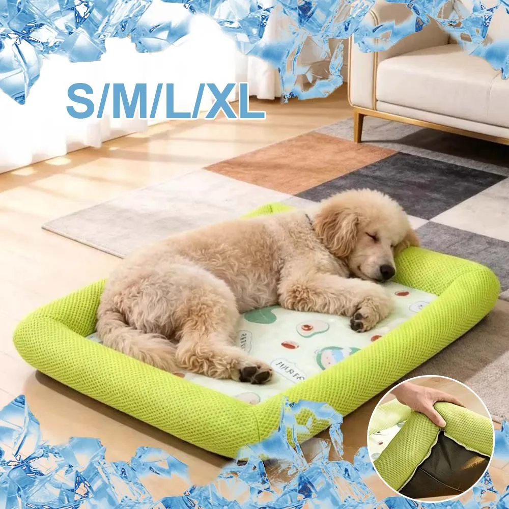 

S/M/L/XL Waterproof Puppy Bed Cooling Soft Dog Sleeping Pads Neck-protecting Dirt-resistant Pets Cooling Mats for Puppy Kitten