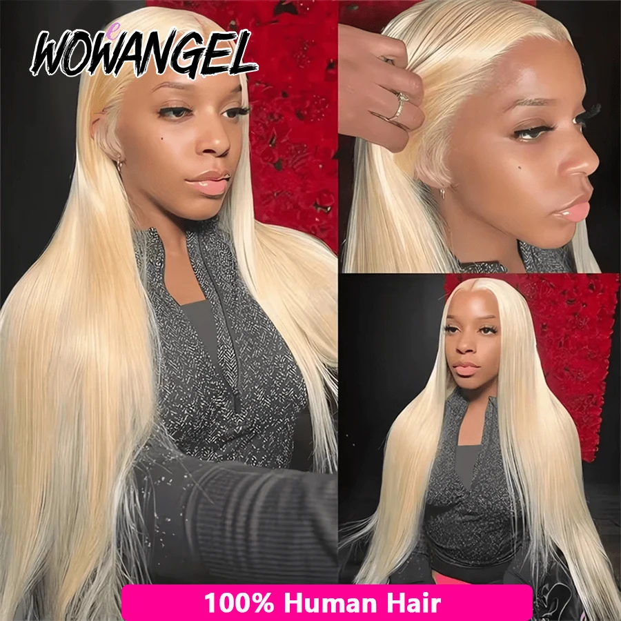 WOWANGEL 250% 613 Blonde HD Lace Frontal Perücke, Knochenglatt, 13X6 HD Full Frontal Echthaarperücke, vorgezupft, natürlicher Haaransatz für Frauen – Detail 3