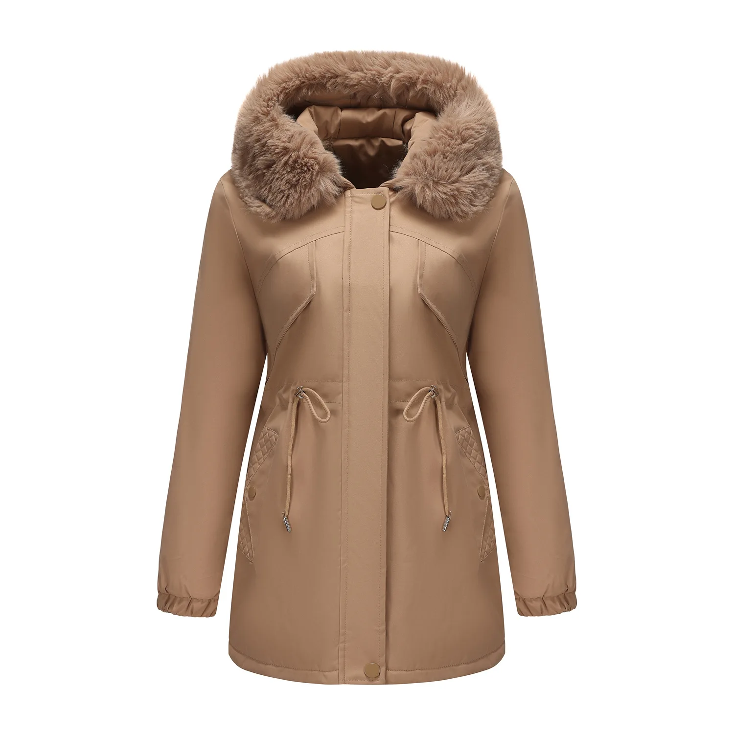 Parkas mi-long à deux vêtements pour femmes, tarte aux genoux pour surmonter, col en fourrure ajusté, Trench-Coat décontracté et polyvalent pour femmes