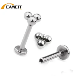 2PCS G23 Titanium 3 Balls Internally Thread Labret PIERC Ear Cartilage Tragus Helix Earring Lip Stud Ring Body Pircing Jewelry