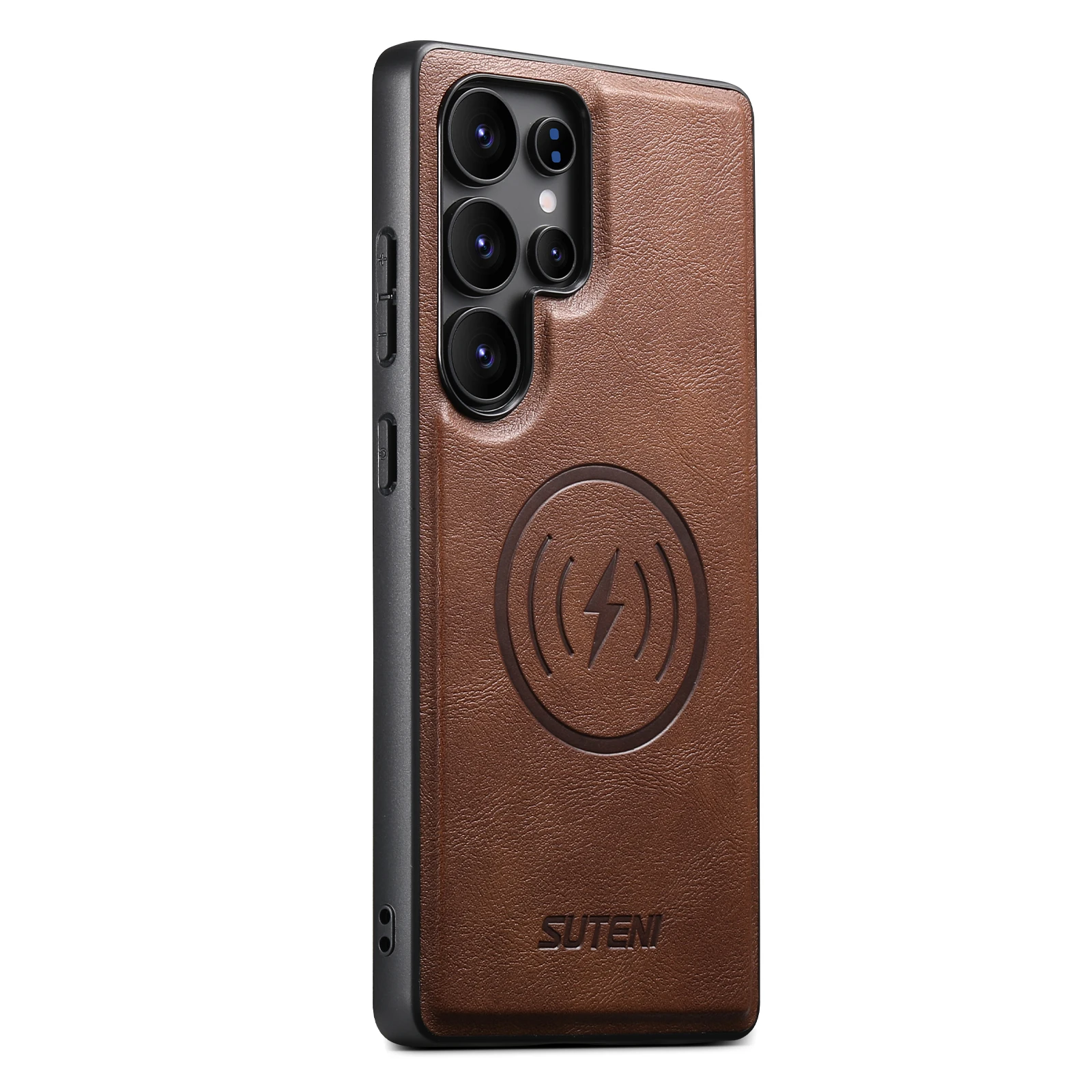 SUTENI Frosted Feel PU-Leder Magnet Wireless Charging Handyhülle für Samsung S25 Ultra S24 S23 S22