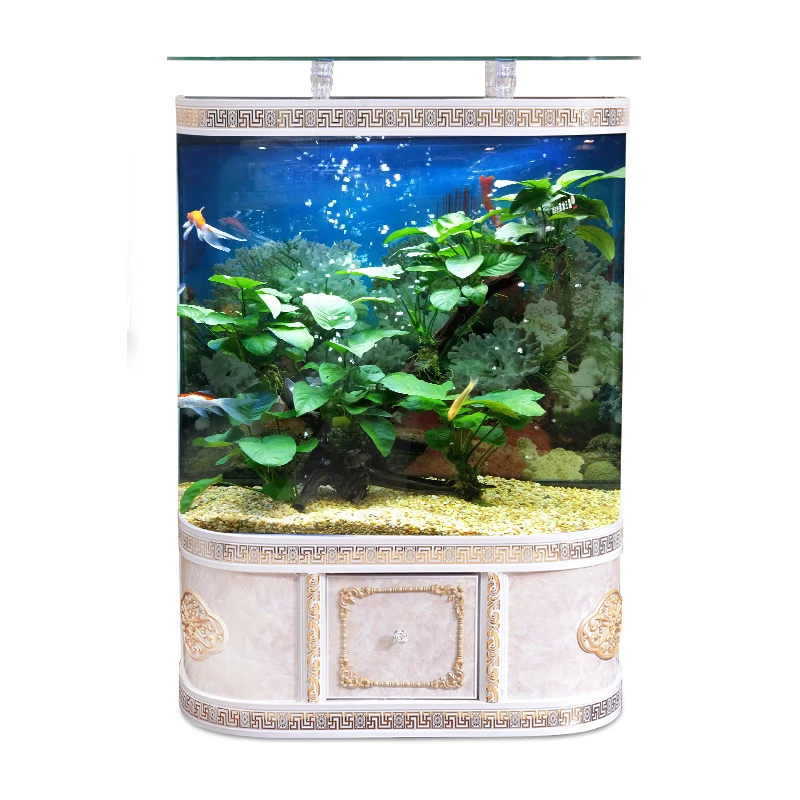 Household glass ecological landscaping goldfish tank self-circulation integrated water-free aquarium against the wall