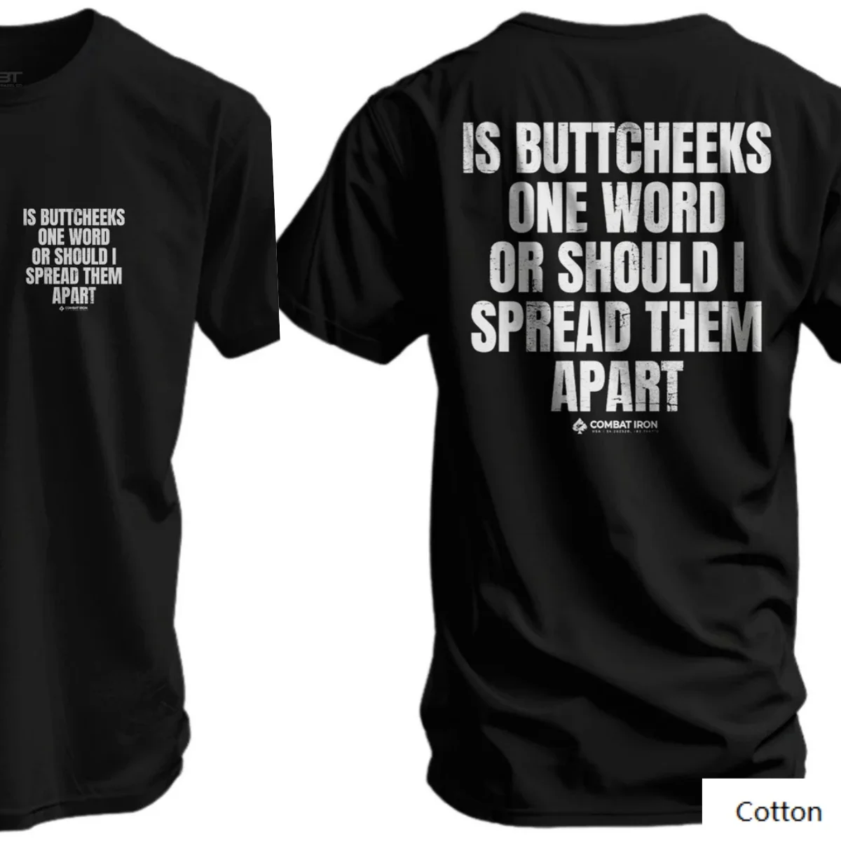 تي شيرت قطني برقبة دائرية مطبوع عليه عبارة "Witty Body Humor" عبارة "IS BUTTCHEEKS كلمة واحدة أو يجب أن أشتريهم"