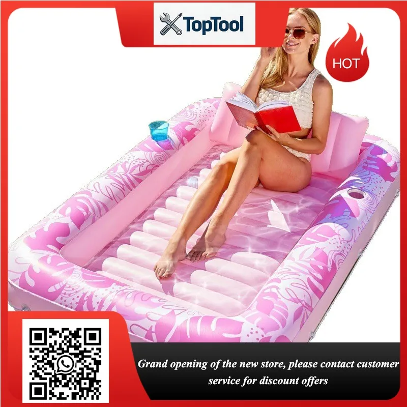 Portable Blow Up Suntan Tub Float Bed Inflatable Sun Lounge Chair Backyard Tanning Mattress
