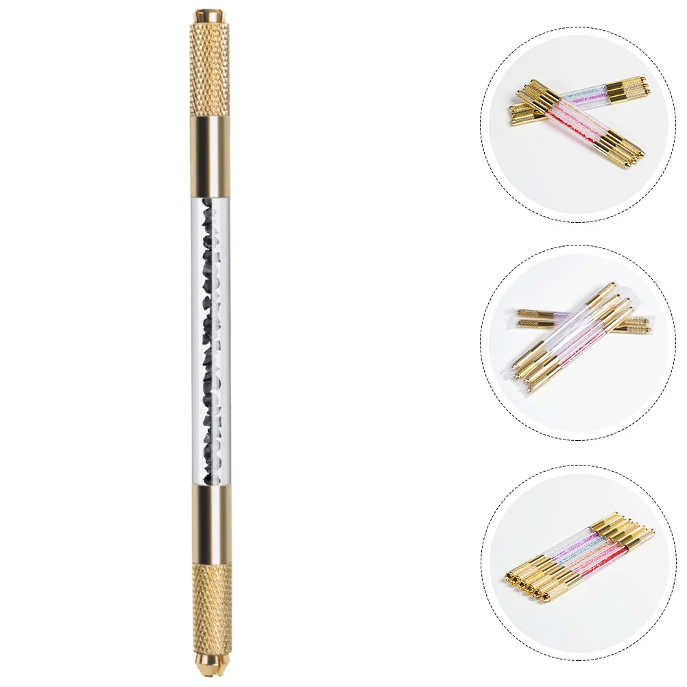 2Pcs Rhinestone Dual-Head Eyebrow Tattoo Pen Microblading Tool for Precise Shaping Professional and Personal Use